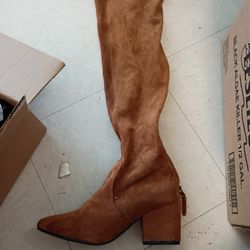 Brown Suede Over The Knee Women's Boots 