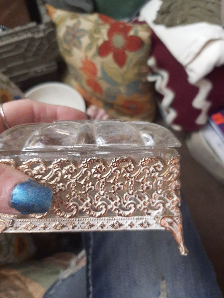 Vintage glass jewelry box