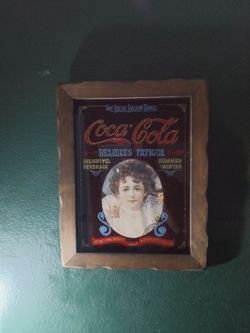 Vintage 1970s Coca-Cola Wood Framed Sign