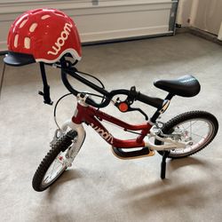 Woom 1 Plus Balance Bike (Anniversary Red) + Kids Helmet – Excellent Condition