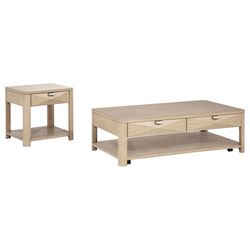 Marcelo Light Elm 2-piece Coffee Table Set with Storage