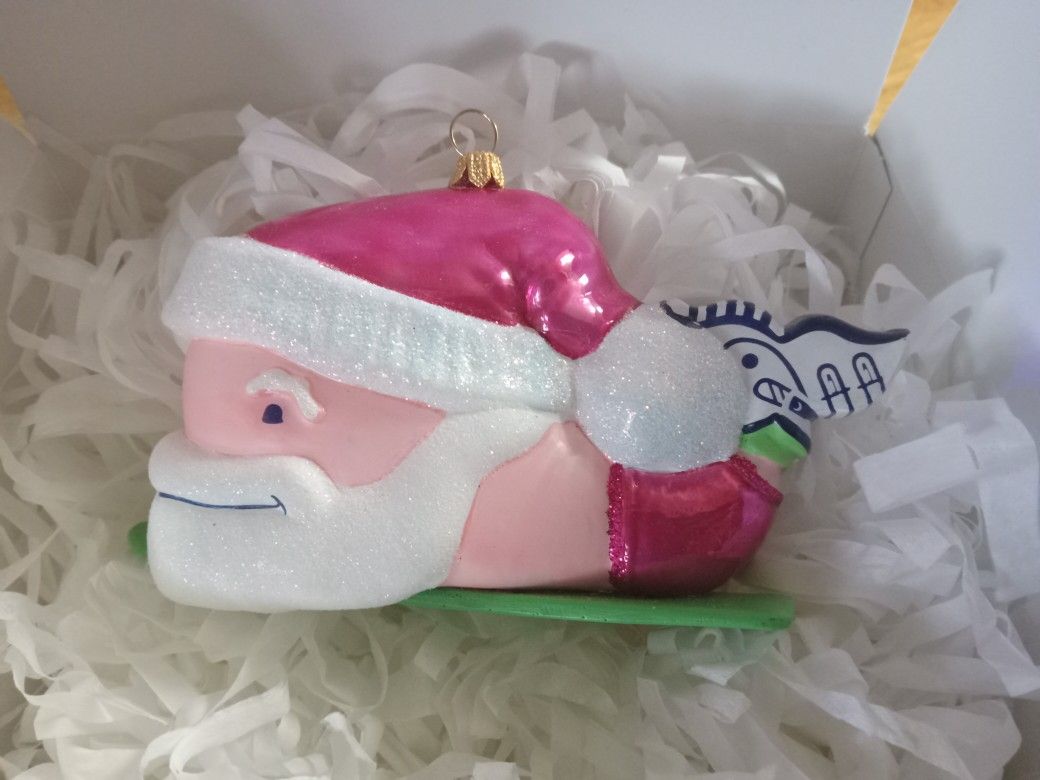 Vineyard Vines Slopes Santa Whale Ornament