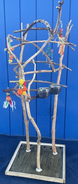 African Grey / Amazon Parrot Perch Tree - Custom Made… Hard Durable Ribbon wood - Looks Great, Lasts For Years ! A Great Socializer…