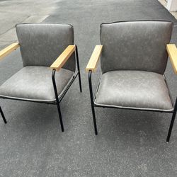 Amazon Grey Pleather Accent Chairs