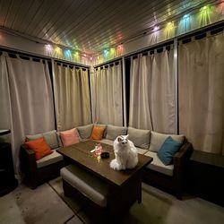 Outdoor Sectional With Dining Table and Ottoman 