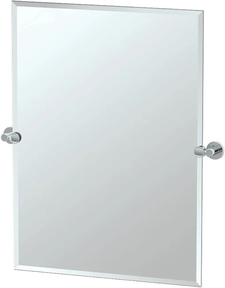 Gatco Frameless 31.5" Rectangle Mirror, Chrome/Wall Mount Frameless Beveled Tilting Rectangle Bathroom Vanity Mirror with Chrome Bracket