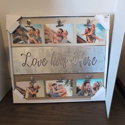 NEW "Love Lives Here" 6 Photo Collage Frame Board