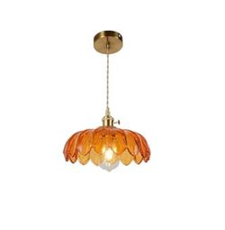 Retro Vintage Orange / Amber Duty Heavy Glass Pendant Lights Fixtures 9.6 In/245mm Diameter