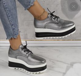 Silver Platform Wedge Shoes