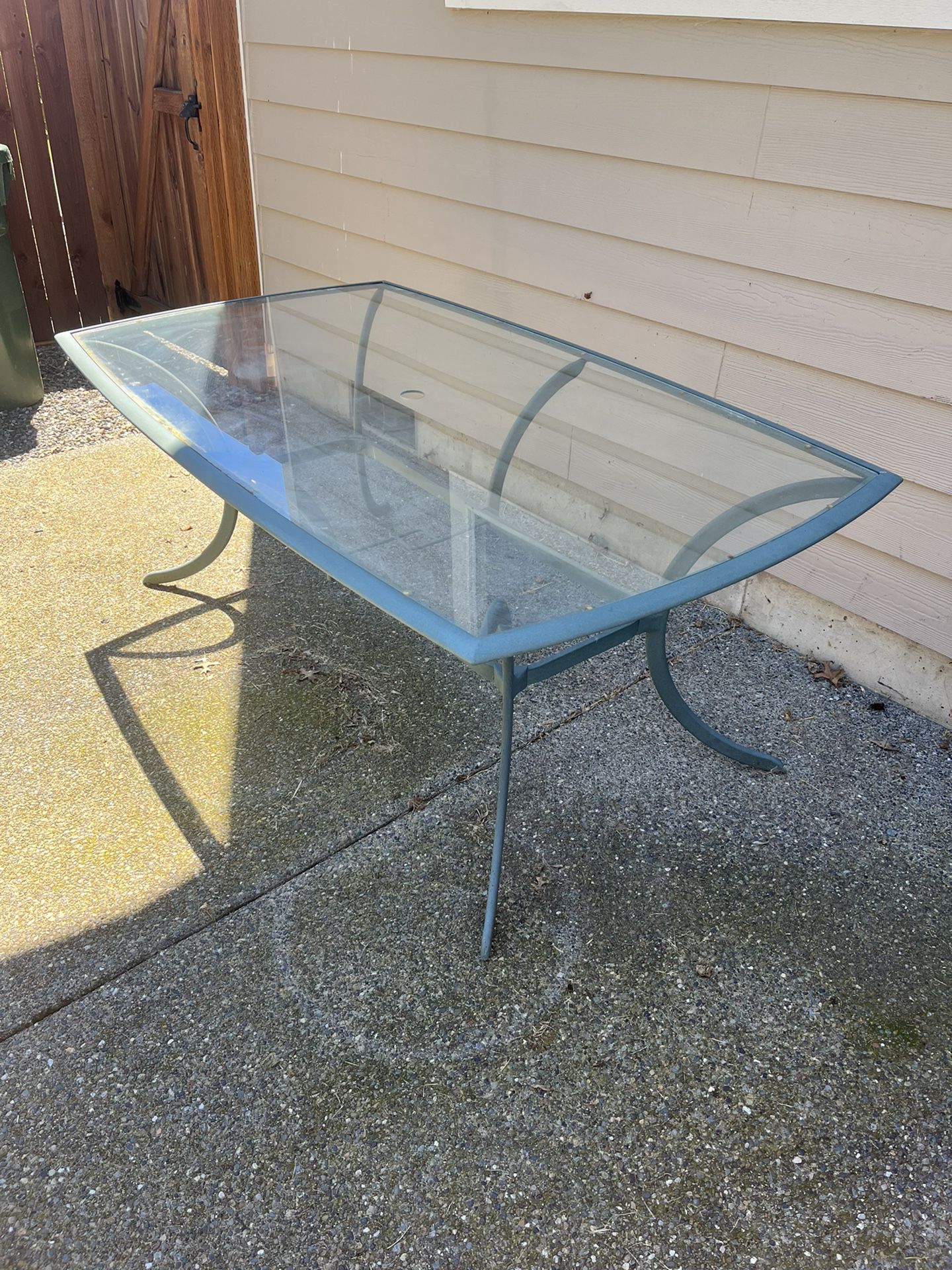 Metal Frame Glass Top Patio Table For 6