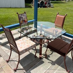 3/4” Glass And Steel Table And Chair Set