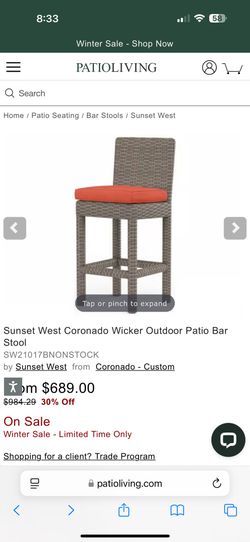 Like New Sunset West Wicker Bar Stools