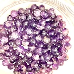 Lot Of 46 6mm Amethyst Round Beads