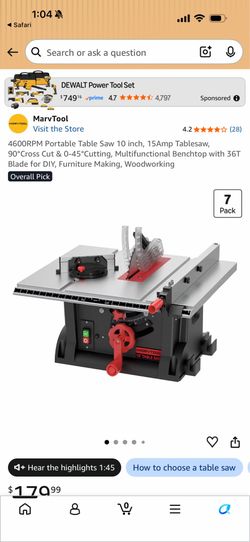NEW IN BOX 10” TABLE SAW
