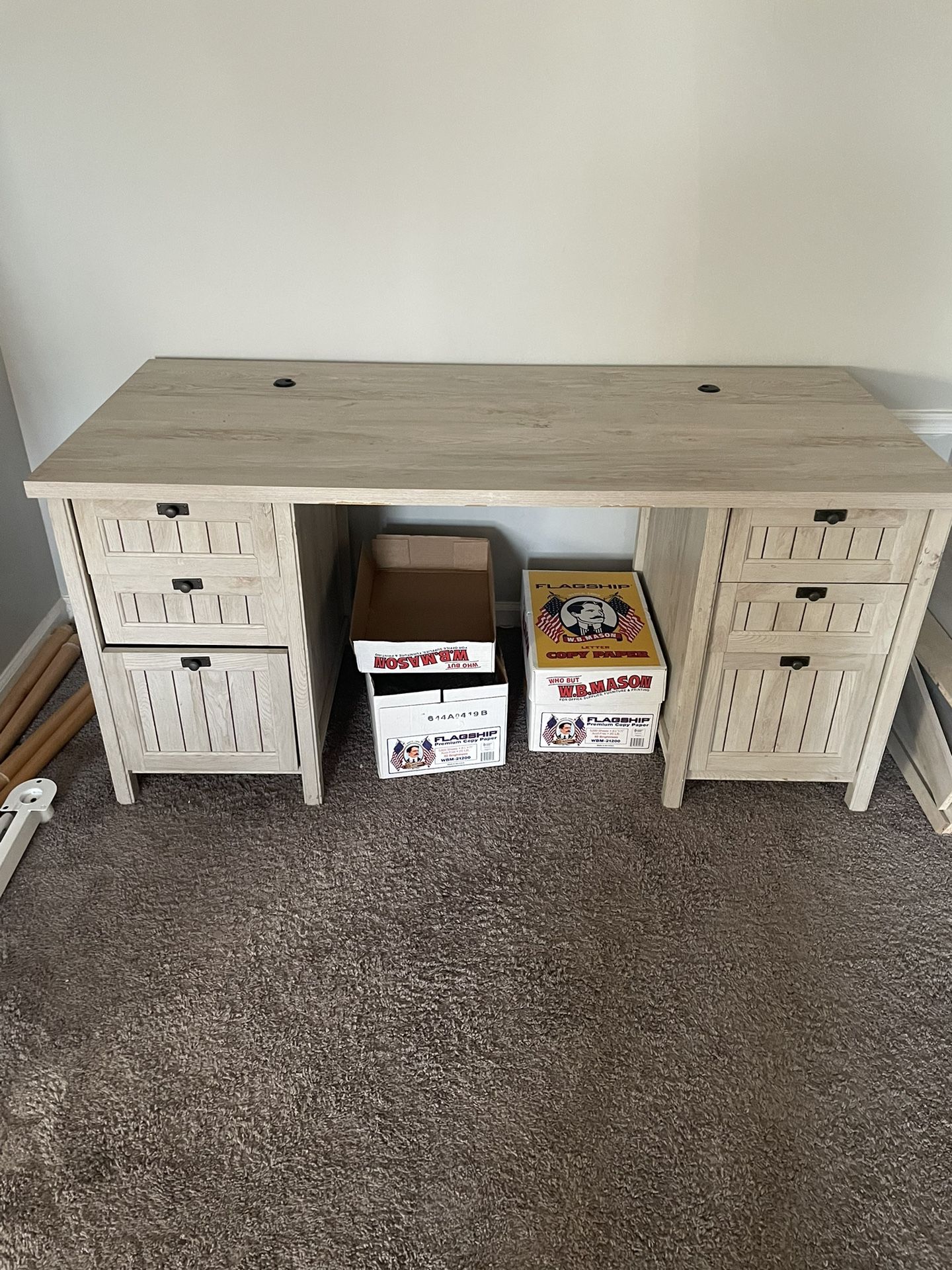 Solid Wood Desk With Matching Bookcase