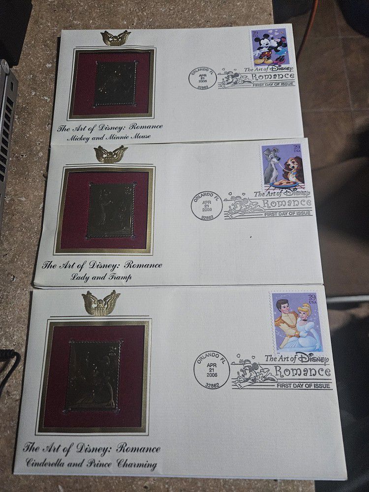 22 Karot First Date Of Issue Disney Envelopes