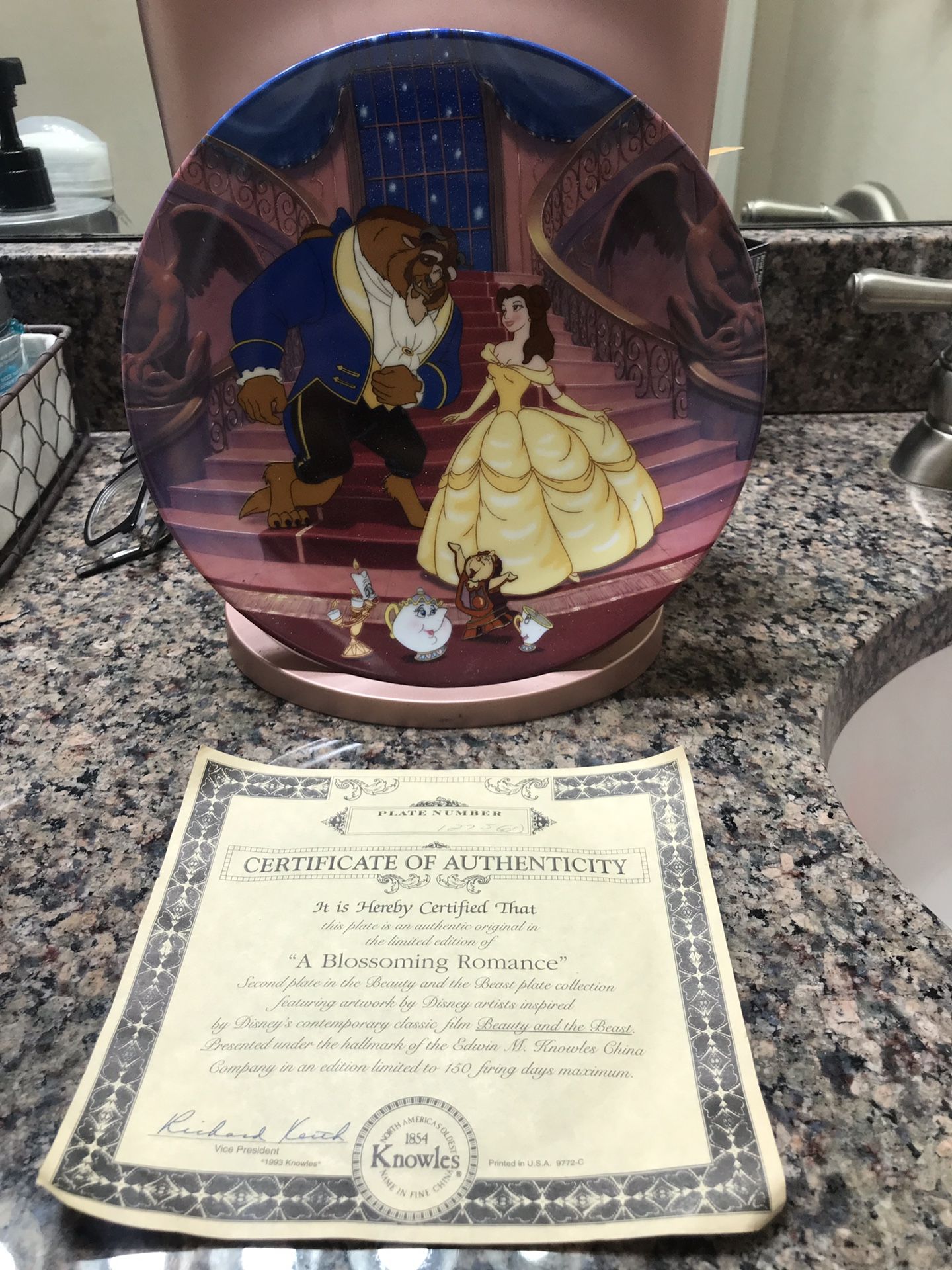 Walt Disney Beauty and the Beast A BLOSSOMING ROMANCE Knowles Collector Plate