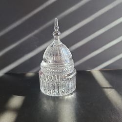 Crystal Clear US Capitol Domr Biscuit Barrel Cookie Jar Canister 10.5"
