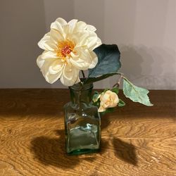 artificial Flower With The Glass Vase
