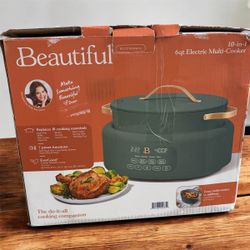 Beautiful 10-in-1 Electric Multi-Cooker Slow Cooker 6qt Green Cast Aluminum