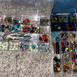 Lot of various jewelry making beads glass plastic metal beads see pics