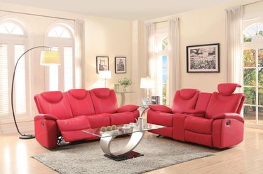 Brand new red or black bonded leather reclining sofa + loveseat