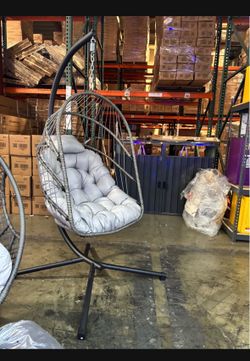 New Swing Hanging Birdcage Egg Chair with Stand Indoor Outdoor 350lbs Capacity