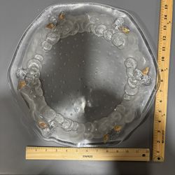 Vintage Glass Serving Platter With Cherub Design 
