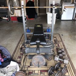 Weight Equipment  With Bench And Olympic Weights Nice Condition 