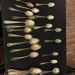 Huge Lot Of Antique Silver And Silver Plated Spoons And Forks