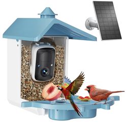 Bird Feeder with Camera for Outdoor, INKCKU 2K Solar Powered Bird Watching Camera, AI Identify Birds Species, Auto Capture Videos, Instant Arrival Ale
