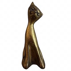 Vintage Solid Brass Cat Sculpture Figurine Statue 6”