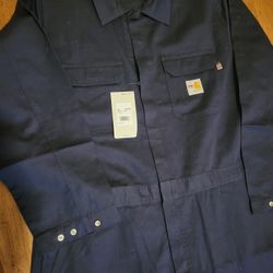 NEW Carhartt Mens Flame-Resistant Loose Fit Twill Coverall in Dark Navy size XL REG