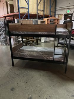 Twin 2 tone bunk bed. Available in espresso & white. Assembly required. Assembly not included. Tax included. Free local delivery.  Bunk bed only-$280 