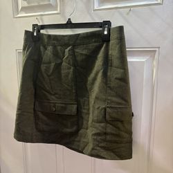 Madewell Wool-Blend Cargo Mini Skirt in Heather Expedition Green Size 8