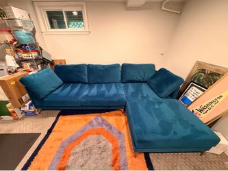 Castlery Teal Velvet Couch