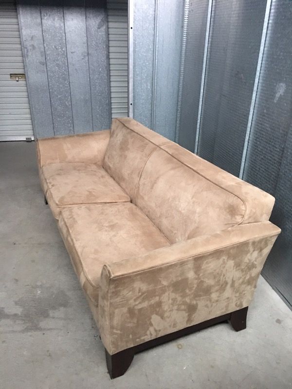 Greenwich Pottery Barn Suede Sofa For Sale In San Juan Capistrano
