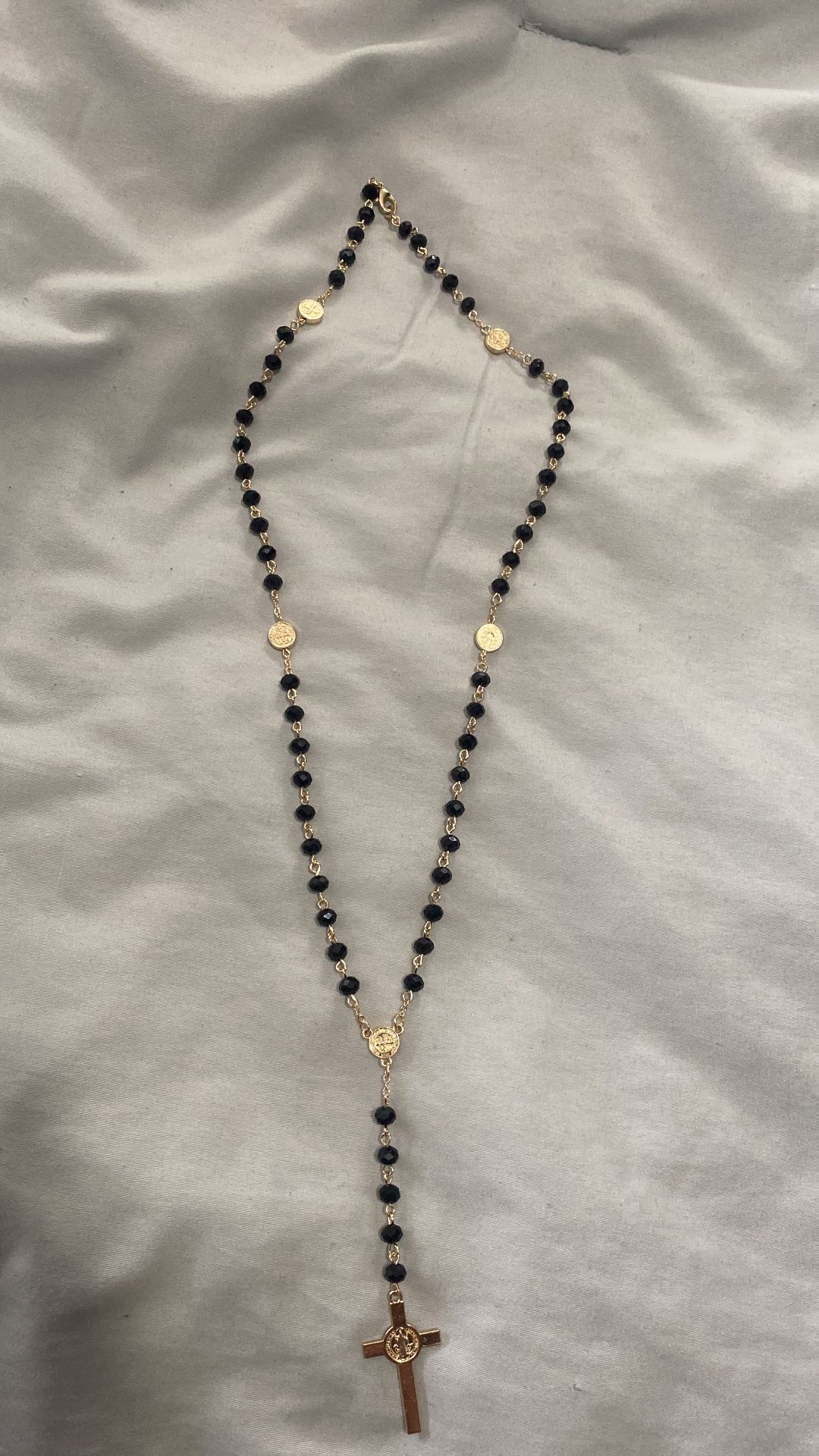 Rosary Black And Gold Plated