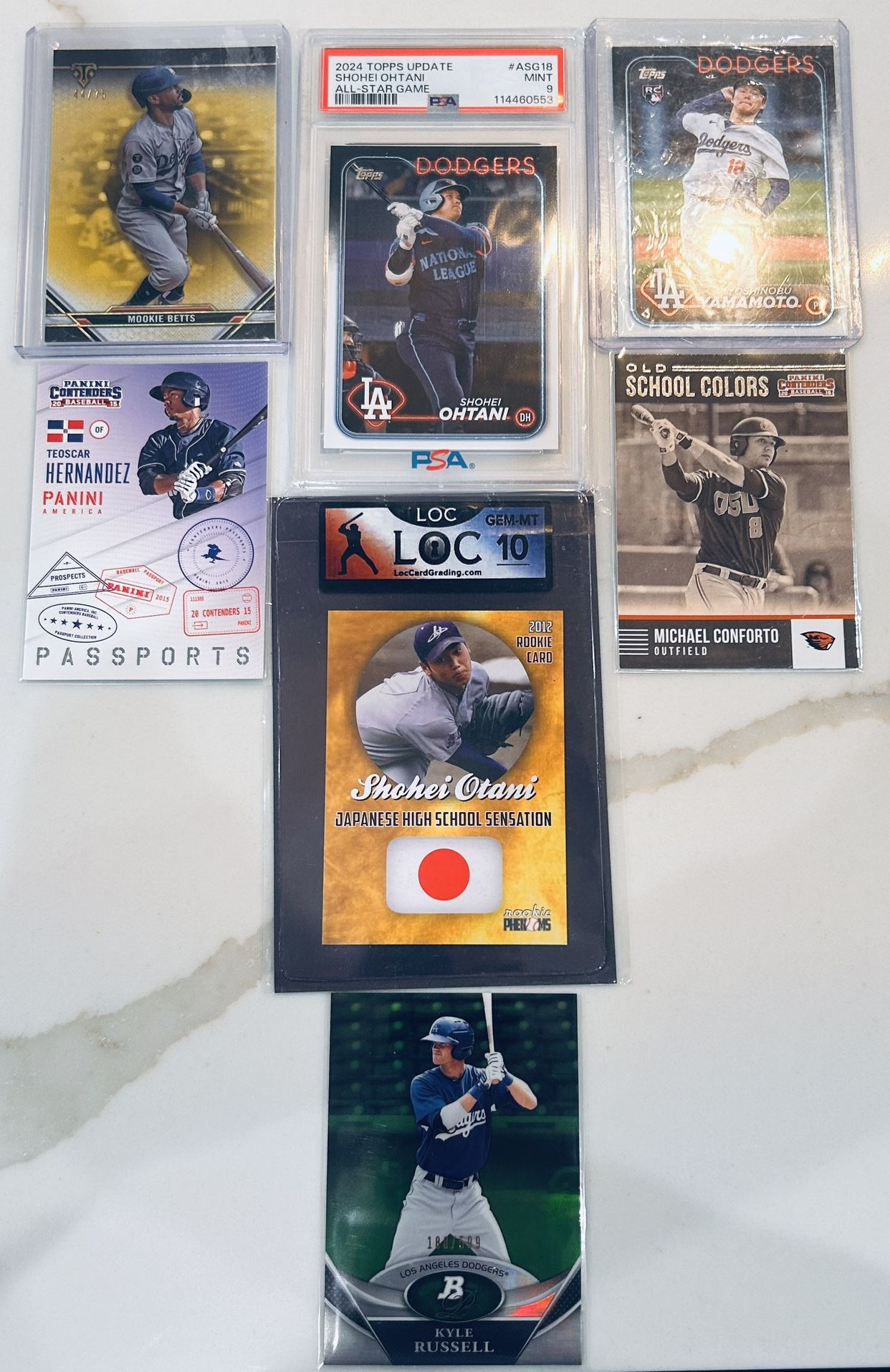 Dodgers Card Lot 2024 Topps Ohtani PSA 9 RC Ohtani - Conforto- Teoscar Mookie/75