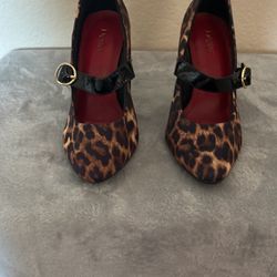 Dexter Black Brown Leopard  Skin 4" Heels, Size 6
