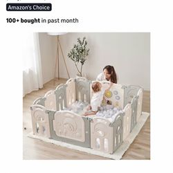 Fortella Cloud Castle Foldable Playpen, Baby Safety Play Yard with Whiteboard and Activity Wall, Indoors or Outdoors