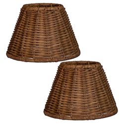 Eusaxmon mini lampshades set of 2, Natural Rattan, 3.15" Top x 6.1" Bottom x 3.9" Slant Height,boho Lamp shade replacement