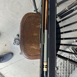Set Of Two Pool Table Cues Great Shape One With Case Miller Light Label One 57 “ Both  