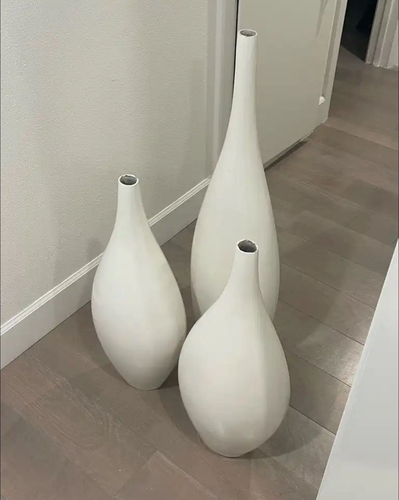 3 White Modern Vases 