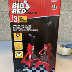Big Red Steel Jack Stands 3 Ton Car Jack Stand for Extended Height Trucks,Suv,Red,1 Pair,