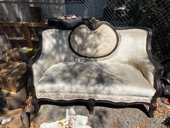 Vintage Victorian Style Carved Wood Settee Sofa
