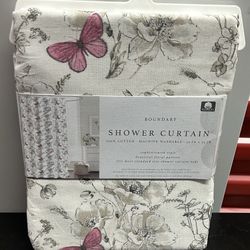 Butterfly Shower Curtain & Hooks 