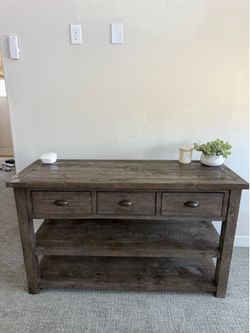 Rustic Wood Console / Sofa Table – 3 Drawers