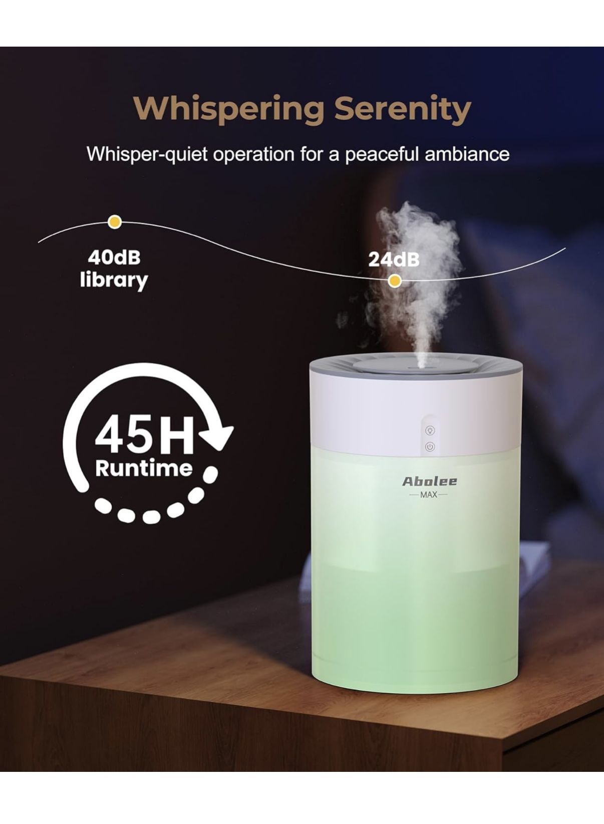 Humidifier, 4.5L Cool Mist with Essential Oil Diffuser, 45H Runtime, New in box