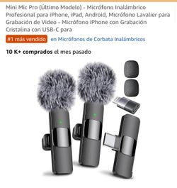 Mini micrΓ³fono inalΓ‘mbrico para iPhone, paquete de 2 micrΓ³fonos Lavalier para grabaciΓ³n de video, micrΓ³fono de solapa con reducciΓ³n de ruido 2 en 1 pa